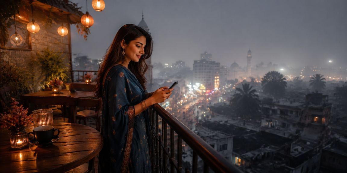 রংপুরে একজন বাংলাদেশি মডেল মোবাইলে টাকা জমার প্রক্রিয়া দেখছেন